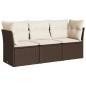 vidaXL Set sofás de jardín 3 piezas y cojines ratán sintético marrón vidaXL Set sofás de jardín 3 piezas y cojines ratán sintético marrón