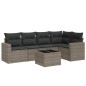vidaXL Set de muebles de jardín 6 pzas y cojines ratán sintético gris vidaXL Set de muebles de jardín 6 pzas y cojines ratán sintético gris