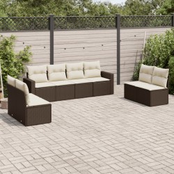 vidaXL Set sofás de jardín 8 piezas y cojines ratán sintético marrón
