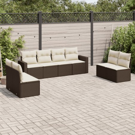 vidaXL Set sofás de jardín 8 piezas y cojines ratán sintético marrón