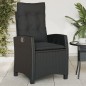 vidaXL Sillón reclinable de jardín con cojines ratán sintético negro