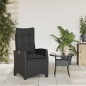 vidaXL Sillón reclinable de jardín con cojines ratán sintético negro