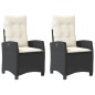 vidaXL Sillones reclinable jardín cojines 2 uds ratán sintético negro vidaXL Sillones reclinable jardín cojines 2 uds ratán sintético negro