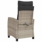 vidaXL Sillón de jardín reclinable con cojines ratán PE gris claro vidaXL Sillón de jardín reclinable con cojines ratán PE gris claro