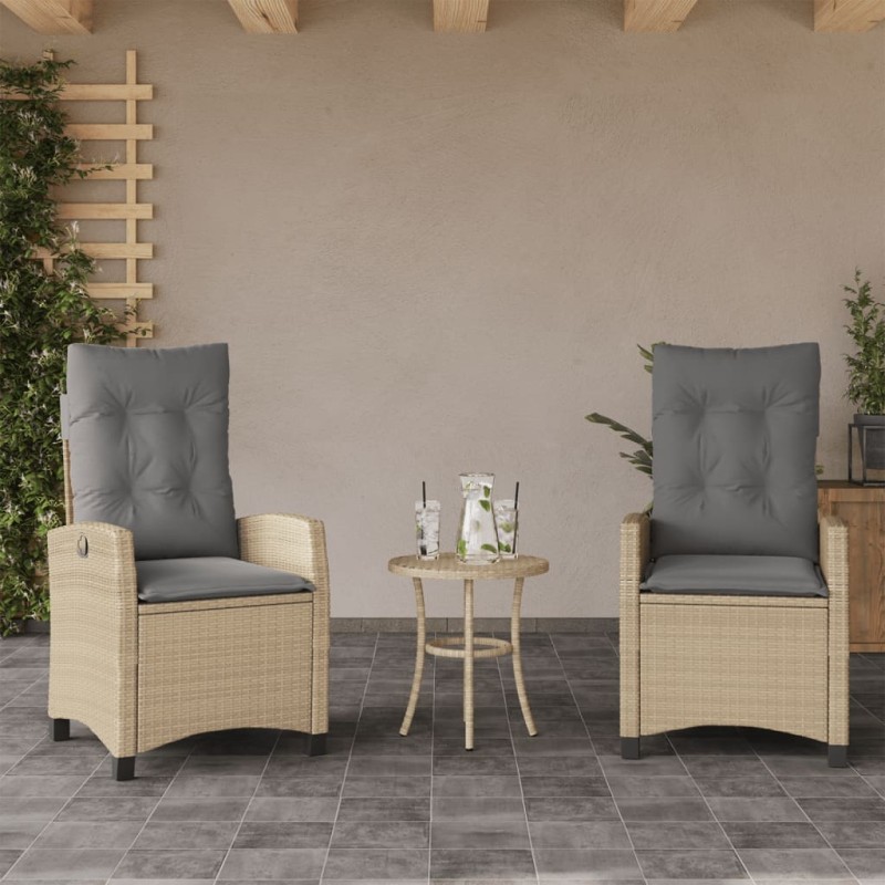 vidaXL Sillones reclinables jardín y cojines beige mix 2 uds ratán PE vidaXL Sillones reclinables jardín y cojines beige mix 2 uds ratán PE