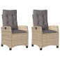 vidaXL Sillones reclinables jardín y cojines beige mix 2 uds ratán PE vidaXL Sillones reclinables jardín y cojines beige mix 2 uds ratán PE