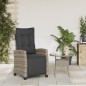 vidaXL Sillón reclinable de jardín con reposapiés ratán sintético gris vidaXL Sillón reclinable de jardín con reposapiés ratán sintético gris