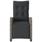 vidaXL Sillón reclinable de jardín con reposapiés ratán sintético gris vidaXL Sillón reclinable de jardín con reposapiés ratán sintético gris