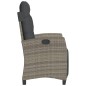 vidaXL Sillón reclinable de jardín con reposapiés ratán sintético gris vidaXL Sillón reclinable de jardín con reposapiés ratán sintético gris
