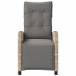 vidaXL Sillón reclinable de jardín con reposapiés ratán PE beige mixto