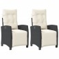 vidaXL Sillones reclinables jardín con reposapiés 2 uds ratán PE negro vidaXL Sillones reclinables jardín con reposapiés 2 uds ratán PE negro