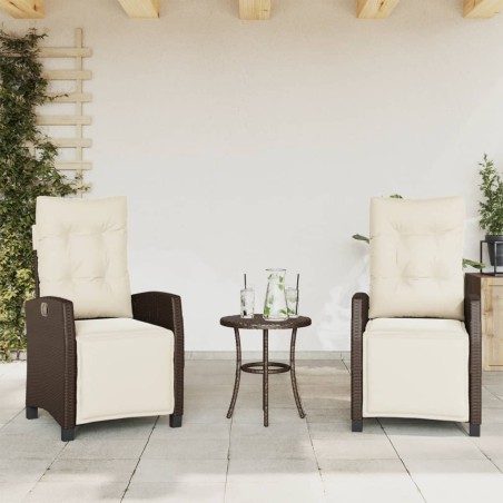 vidaXL Sillones reclinables jardín y reposapiés 2 uds ratán PE marrón