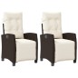vidaXL Sillones reclinables jardín y reposapiés 2 uds ratán PE marrón vidaXL Sillones reclinables jardín y reposapiés 2 uds ratán PE marrón