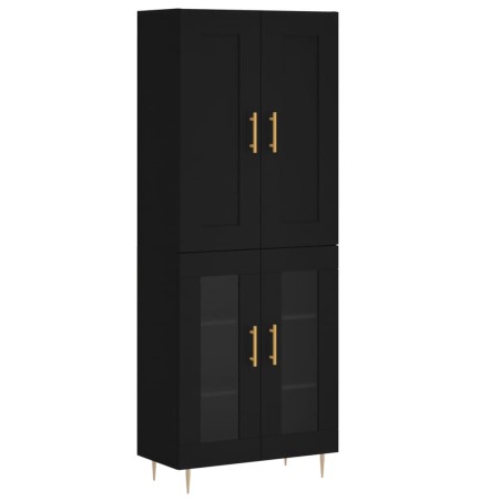 vidaXL Aparador alto madera contrachapada negro 69,5x34x180 cm
