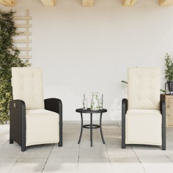 vidaXL Sillones reclinables jardín con reposapiés 2 uds ratán PE negro