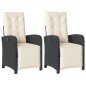 vidaXL Sillones reclinables jardín con reposapiés 2 uds ratán PE negro vidaXL Sillones reclinables jardín con reposapiés 2 uds ratán PE negro