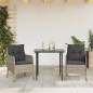 vidaXL Set comedor de jardín 3 pzas cojines ratán sintético gris claro