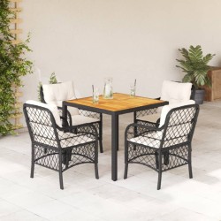 vidaXL Set de muebles jardín 5 pzas con cojines ratán sintético negro