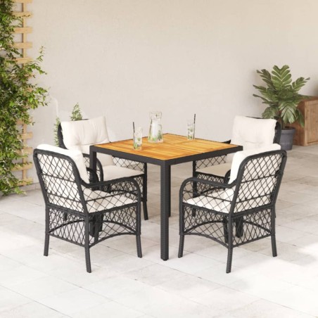 vidaXL Set de muebles jardín 5 pzas con cojines ratán sintético negro
