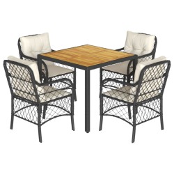 vidaXL Set de muebles jardín 5 pzas con cojines ratán sintético negro