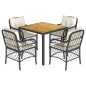 vidaXL Set de muebles jardín 5 pzas con cojines ratán sintético negro vidaXL Set de muebles jardín 5 pzas con cojines ratán sintético negro