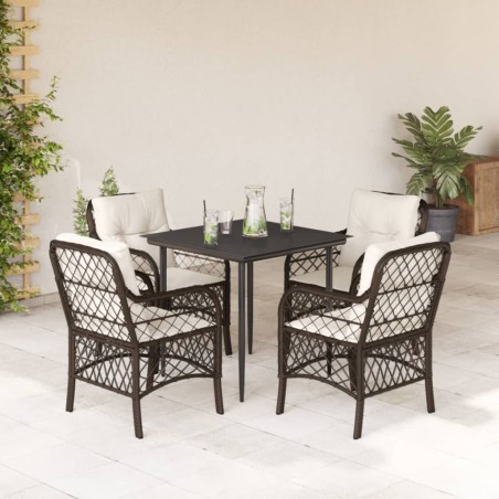 vidaXL Set comedor de jardín 5 piezas y cojines ratán sintético marrón
