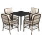 vidaXL Set comedor de jardín 5 piezas y cojines ratán sintético marrón vidaXL Set comedor de jardín 5 piezas y cojines ratán sintético marrón