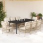 vidaXL Set comedor de jardín 9 pzas con cojines ratán sintético beige vidaXL Set comedor de jardín 9 pzas con cojines ratán sintético beige