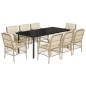 vidaXL Set comedor de jardín 9 pzas con cojines ratán sintético beige vidaXL Set comedor de jardín 9 pzas con cojines ratán sintético beige