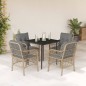 vidaXL Set comedor de jardín 5 pzas con cojines ratán sintético beige