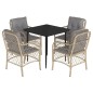 vidaXL Set comedor de jardín 5 pzas con cojines ratán sintético beige