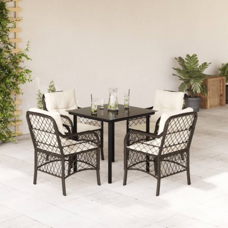 vidaXL Set comedor de jardín 5 piezas y cojines ratán sintético marrón