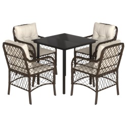 vidaXL Set comedor de jardín 5 piezas y cojines ratán sintético marrón