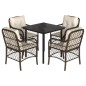vidaXL Set comedor de jardín 5 piezas y cojines ratán sintético marrón vidaXL Set comedor de jardín 5 piezas y cojines ratán sintético marrón