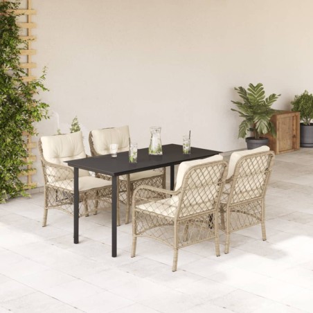vidaXL Set comedor de jardín 5 pzas con cojines ratán sintético beige