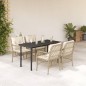 vidaXL Set comedor de jardín 5 pzas con cojines ratán sintético beige vidaXL Set comedor de jardín 5 pzas con cojines ratán sintético beige