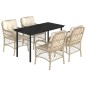 vidaXL Set comedor de jardín 5 pzas con cojines ratán sintético beige vidaXL Set comedor de jardín 5 pzas con cojines ratán sintético beige