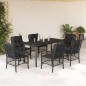 vidaXL Set de comedor de jardín 7 pzas y cojines ratán sintético negro vidaXL Set de comedor de jardín 7 pzas y cojines ratán sintético negro