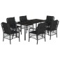 vidaXL Set de comedor de jardín 7 pzas y cojines ratán sintético negro vidaXL Set de comedor de jardín 7 pzas y cojines ratán sintético negro