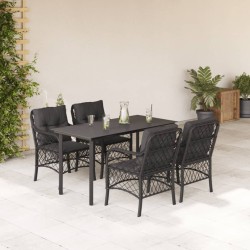 vidaXL Set de muebles jardín 5 pzas con cojines ratán sintético negro