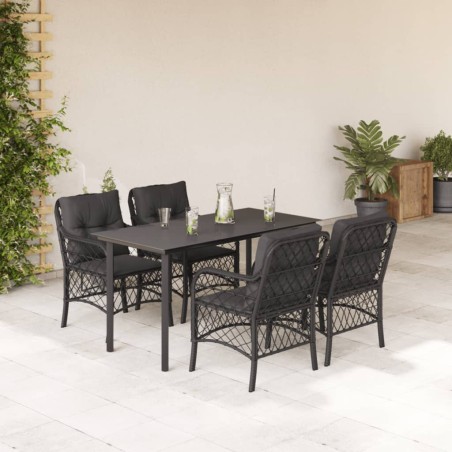 vidaXL Set de muebles jardín 5 pzas con cojines ratán sintético negro