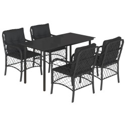 vidaXL Set de muebles jardín 5 pzas con cojines ratán sintético negro