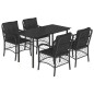 vidaXL Set de muebles jardín 5 pzas con cojines ratán sintético negro