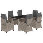 vidaXL Set comedor jardín 7 pzas y cojines ratán sintético gris