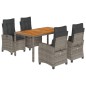 vidaXL Set comedor de jardín 5 piezas con cojines ratán sintético gris vidaXL Set comedor de jardín 5 piezas con cojines ratán sintético gris