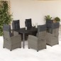 vidaXL Set comedor jardín 7 pzas y cojines ratán sintético gris vidaXL Set comedor jardín 7 pzas y cojines ratán sintético gris