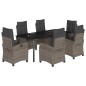 vidaXL Set comedor jardín 7 pzas y cojines ratán sintético gris vidaXL Set comedor jardín 7 pzas y cojines ratán sintético gris