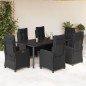 vidaXL Set de comedor de jardín 7 pzas y cojines ratán sintético negro vidaXL Set de comedor de jardín 7 pzas y cojines ratán sintético negro