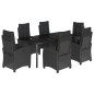 vidaXL Set de comedor de jardín 7 pzas y cojines ratán sintético negro vidaXL Set de comedor de jardín 7 pzas y cojines ratán sintético negro