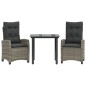 vidaXL Set comedor de jardín 3 piezas con cojines ratán sintético gris vidaXL Set comedor de jardín 3 piezas con cojines ratán sintético gris
